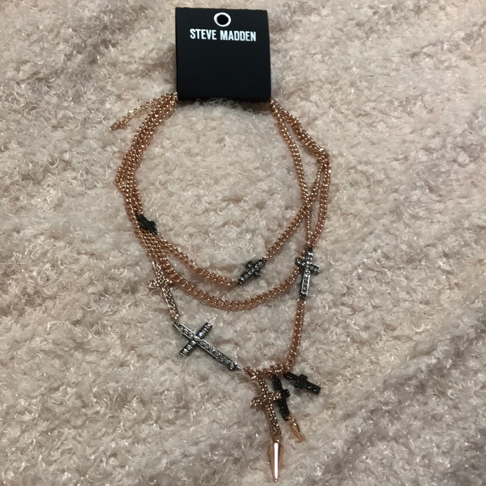 Steve Madden Layered Cross Necklace